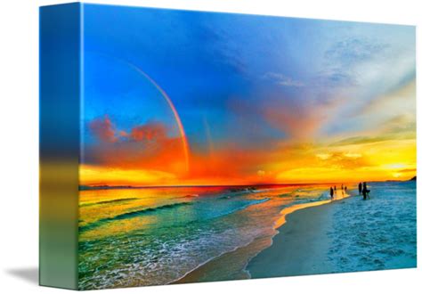 Rainbow Sunset Florida Beach Seascape Orange Blue By Eszra Tanner