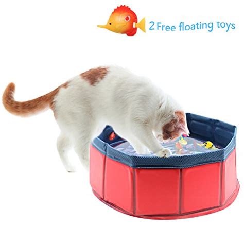 Pupteck Portable Cat Swimming Pool Fish Floating Cat Toys Set