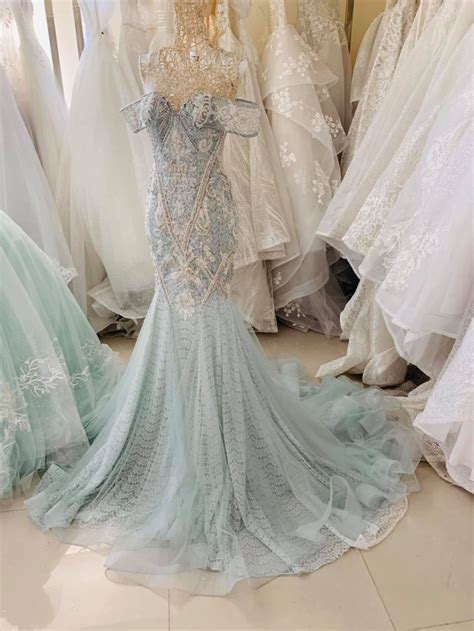 styles pastel mint green floral lace ball gown