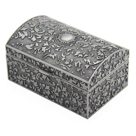 Aveson Rectangle Vintage Metal Jewelry Box Jewellery Trinket Gift Boxes
