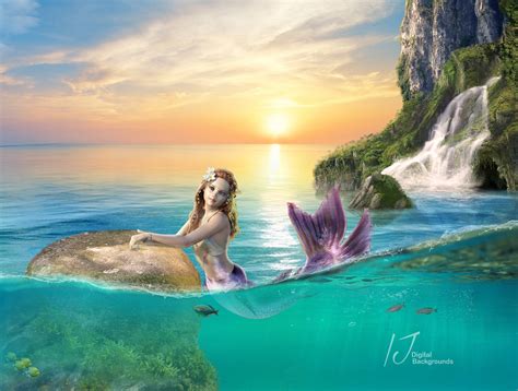 Mermaids Beach Digital Backgroundfairy Tail Etsy