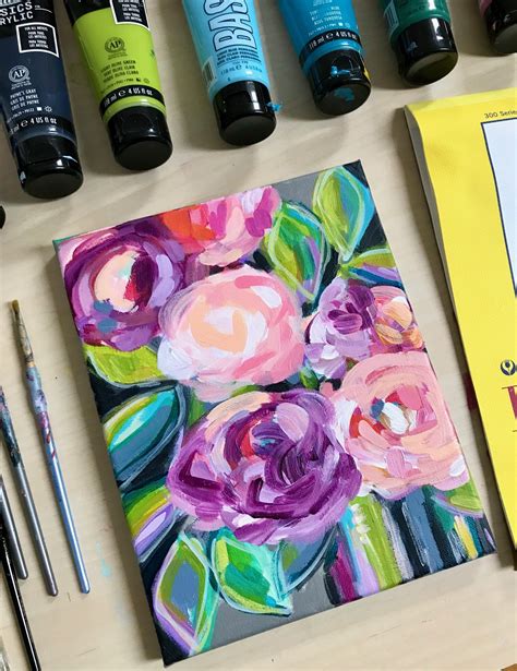 Easy Flower Painting Ideas For Beginners Step By Step Acrylic
