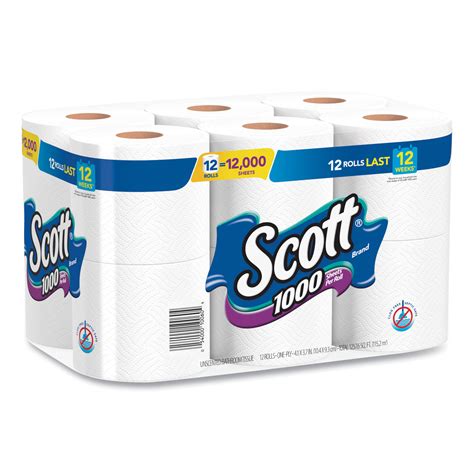 Scott® Toilet Paper Septic Safe 1 Ply White 1000 Sheetsroll 12