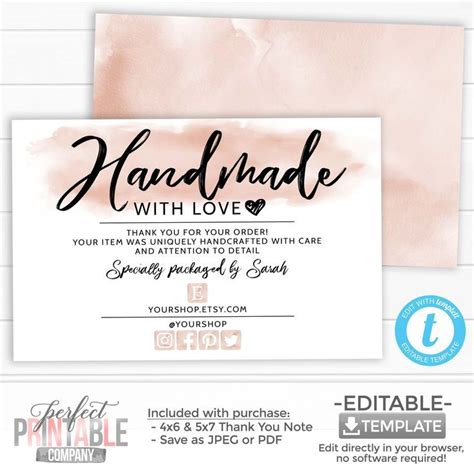 Send a thank you card as soon as you can after an event. Handmade With Love Card Thank You for Your Order Package | Etsy in 2020 | Small business cards ...