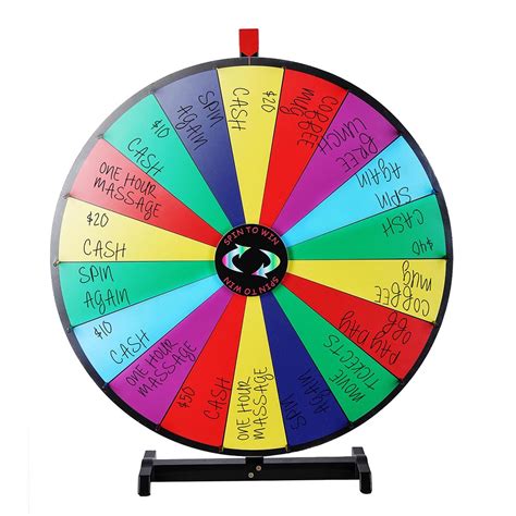 30 In Tabletop Colo Spin Prize Wheel W 18 Segment Spinning Game