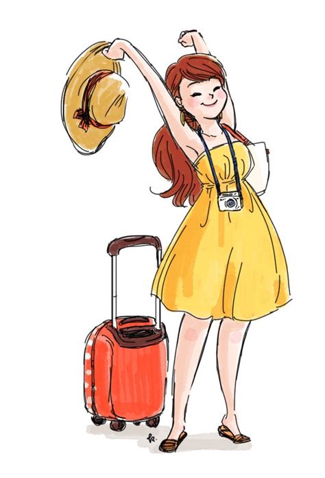Travel Illustration Woman Illustration Watercolor Illustration Image