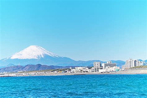 Chigasaki Beach And Mount Fuji Stock Photo Download Image Now Blue