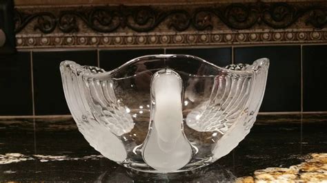 Gorgeous Mikasa European Heavy Glass Swan Bowl Etched Frosted Etsy