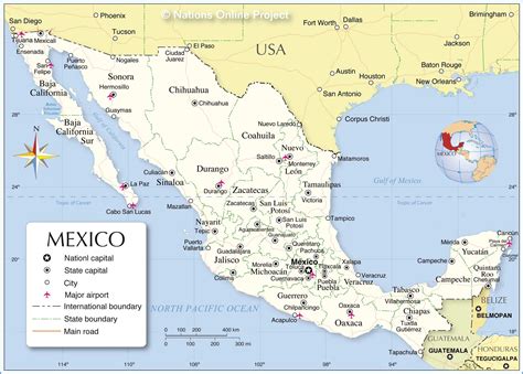 Mexico Map With Countries And Capitals United States Map