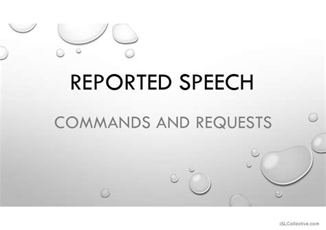 Reported Speech Commands Requests English ESL Powerpoints