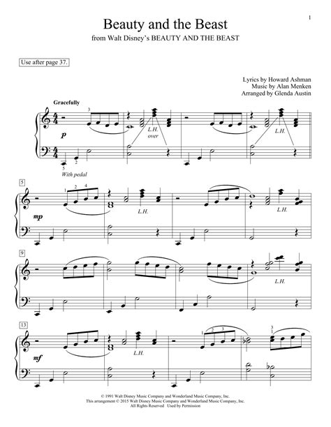 Beauty And The Beast Sheet Music By Celine Dion And Peabo Bryson Easy
