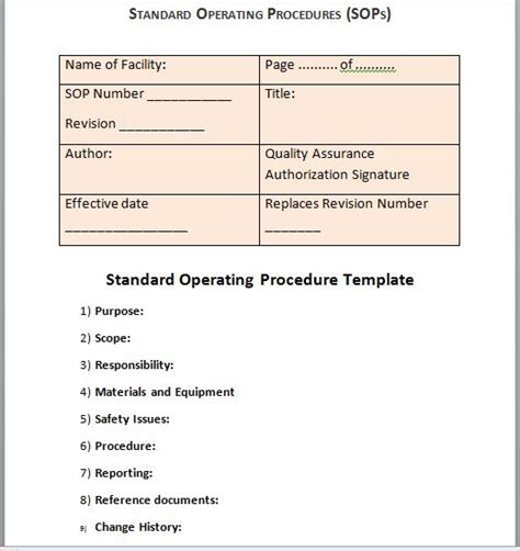 Sop Templates 29 Standard Operating Procedure Standard