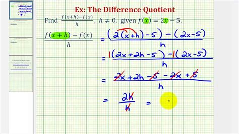 ex 1 the difference quotient linear function youtube