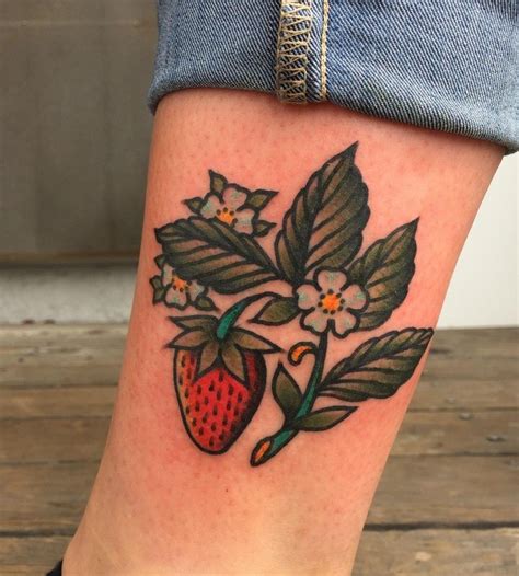Traditional Style Strawberry Tattoo Strawberry Tattoo Traditional