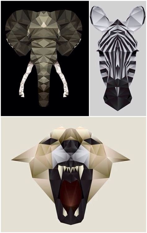 Geometric Animal Designs Art And Illustration Polygon Art Jr Art