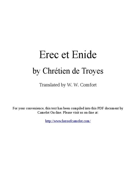 Erec Et Enide Pdf Chrétien De Troyes Chivalric Romance