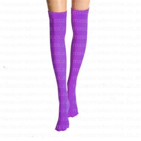 Masquerade Costume Hire Purple Thigh High Stockings