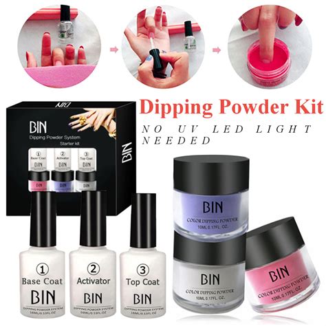 Dip the nail in the color powder and shake off the excess by tapping the nail. 6/set Dipping Powder Tool Kits without Cure Dip Powder ...