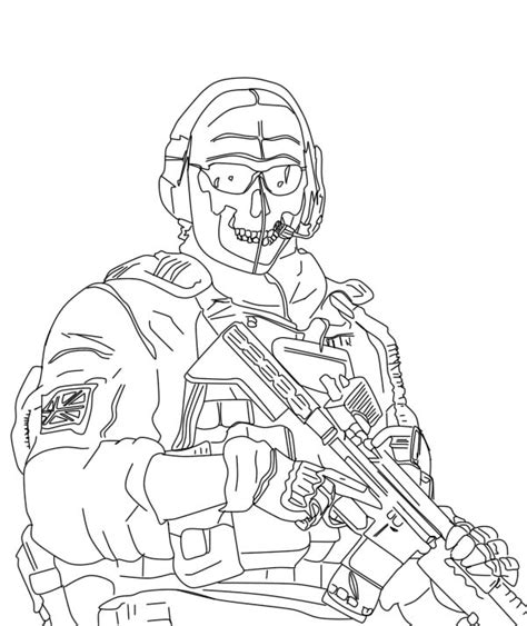 Ghost From Call Of Duty Free Coloring Pages