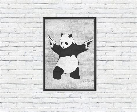 Banksy Panda With Guns Modern Poster Street Wall Art Panda Etsy