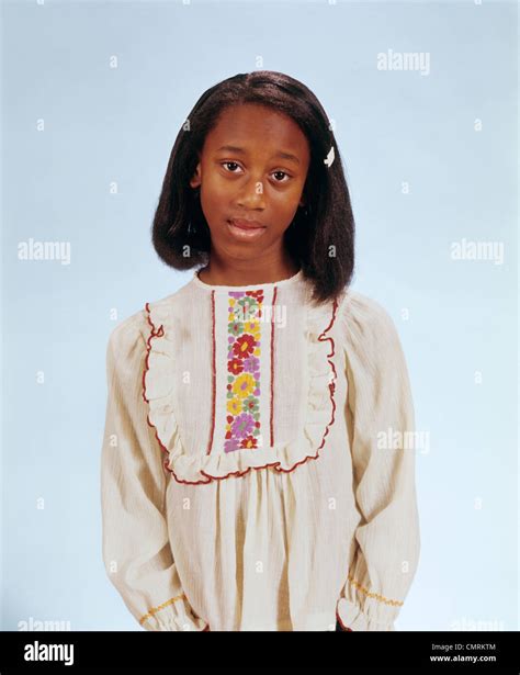 1970 1970s Retro Portrait Of African American Girl Wearing Embroidered