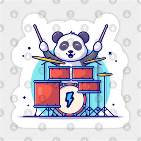 Cute Panda Playing Drum Music Panda Playing Drum Music Sticker