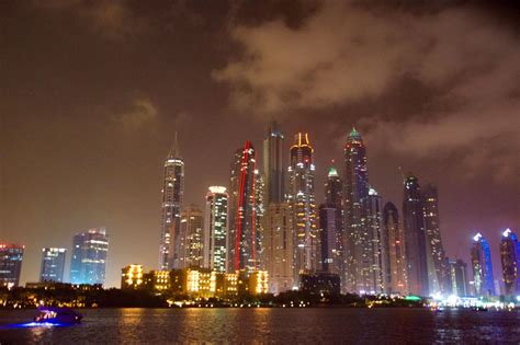 Dubai Marina Boat Trip At Night United Arab Emirates
