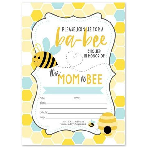25 Bee Baby Shower Invitations Sprinkle Invite For Boy Or Girl Coed