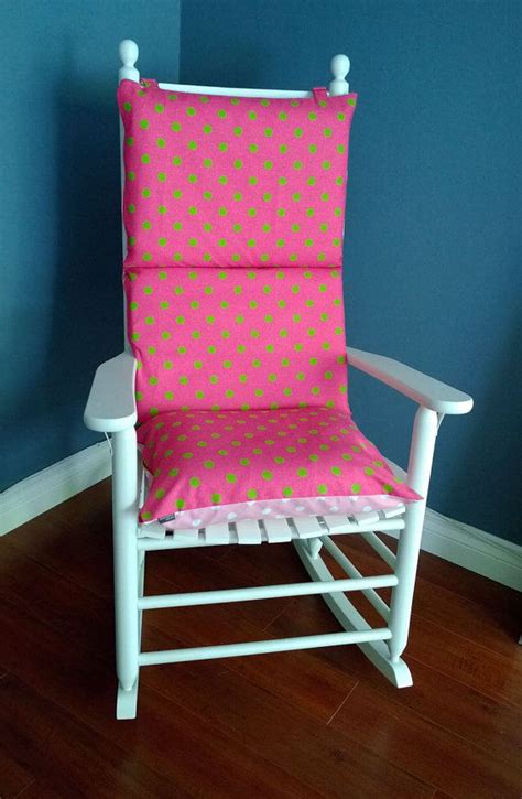 Rocking Chair Cushion For Baby Nursery Pink Lime Polka Dot By