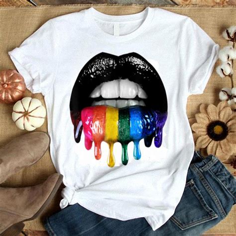 glossy rainbow lips lgbt pride shirt hoodie sweater longsleeve t shirt