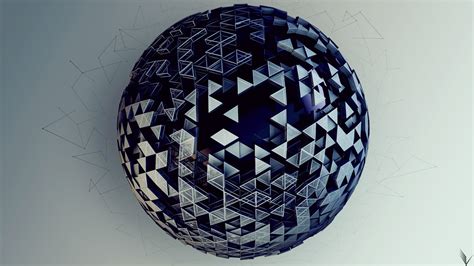 Art D 3d Digital Art Render Triangle Sphere Geometry 1080p Cgi