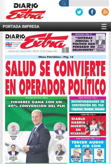Portada Del Diario Extra Lunes 7 De Junio 2021 PeriÓdico Digital Y