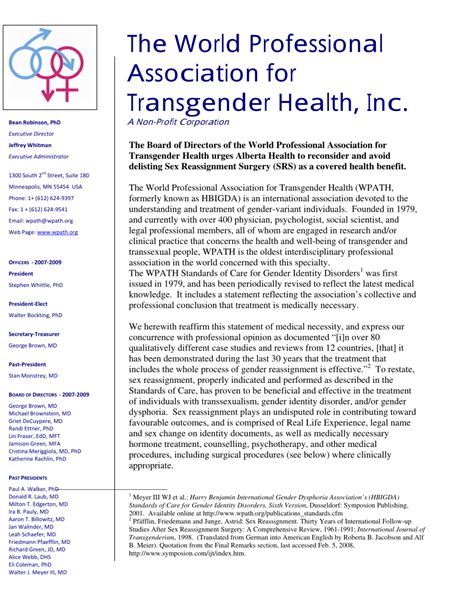 pdf wpath clarification on medical necessity of treatment sex reassignment and insurance