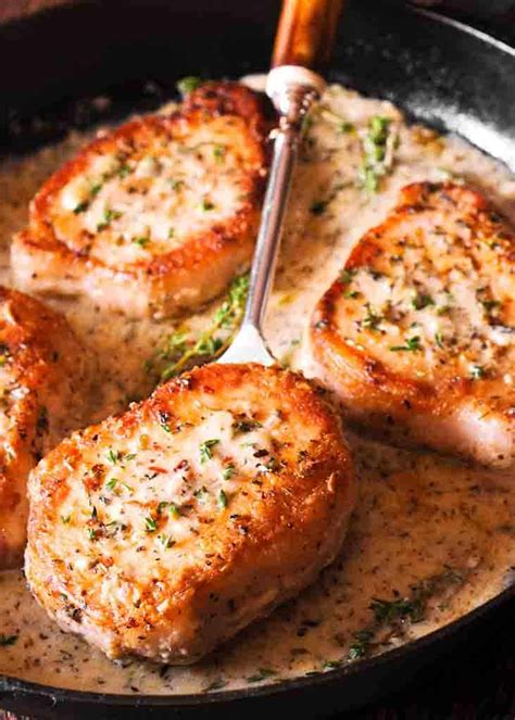 Remove chops from store packaging, pat dry with paper towels. Pork Chops in Creamy White Wine Sauce - What's In The Pan?