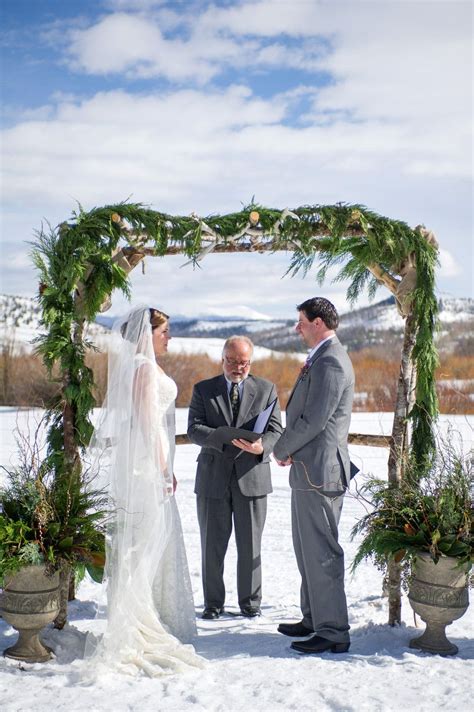 Winter Wedding Ceremony Decor Idea Outdoor Ceremony With Greenery