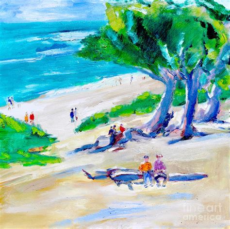 Cypress Tree And Beach Carmel Painting By Richard Fox
