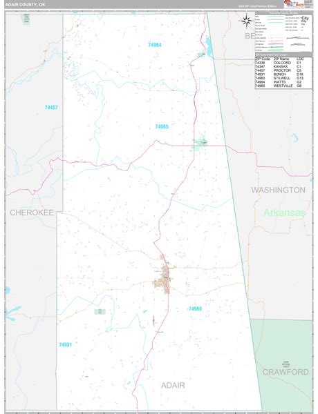Adair County Ok Wall Map Premium Style By Marketmaps Mapsales