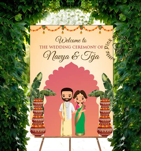 South Indian Wedding Welcome Sign Malayalee Wedding Cute Couple