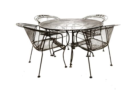 Mid Century Wrought Iron Patio Set In The Style Of Russell Woodard