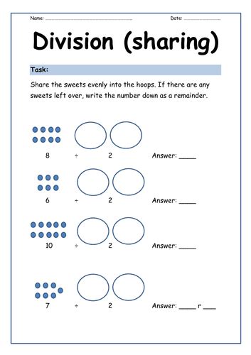 Division Worksheet Sharing In Groups Teaching Resources