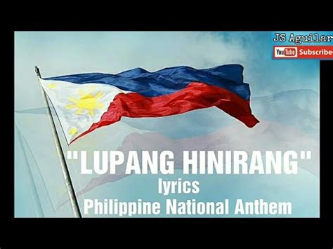 Lupang Hinirang Lyrics Philippine National Anthem YouTube