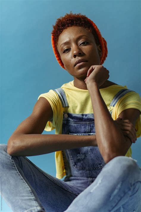 Female African American Model In Bold Colors In Studeo By Stocksy