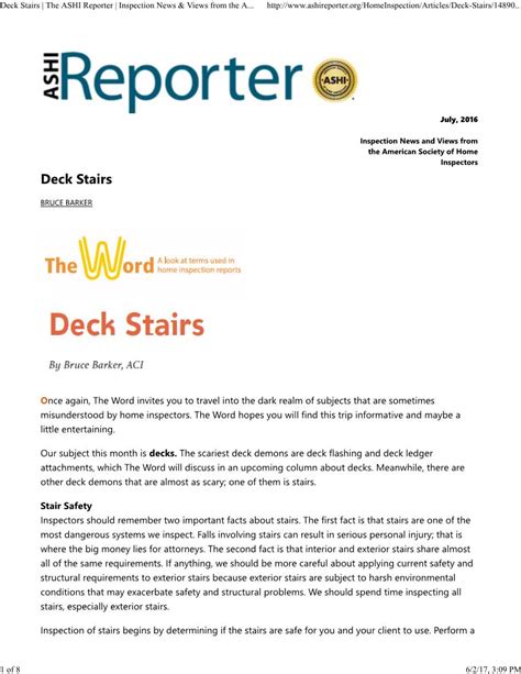 Deck Stairs The Ashi Reporter Inspection News And Views From The Docslib