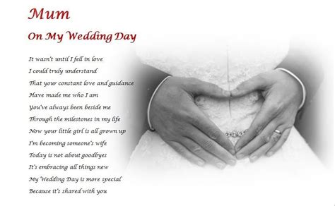 Mum On My Wedding Day Mother Of The Bride T Ebay Wedding Day Messages Wedding Poems