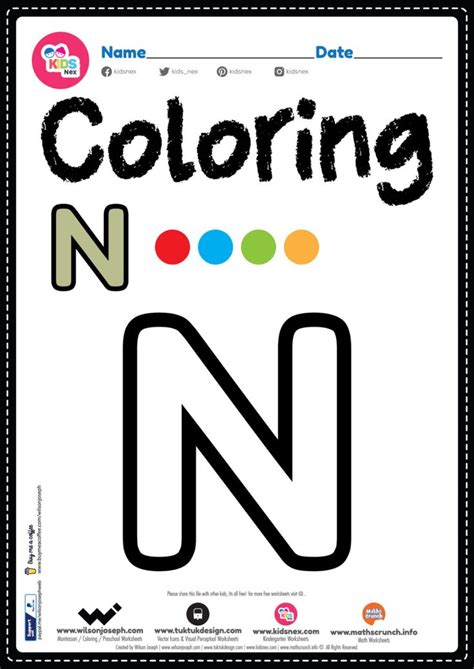 A Coloring Book With The Letter N In Black White And Green Letters On It