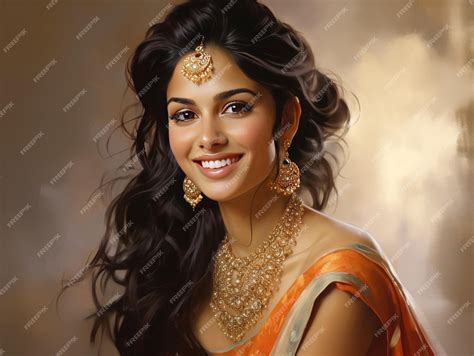 Premium Ai Image Mesmerizing Beauty Of An Indian Girl In Her Glimmering Attire And Jewelry