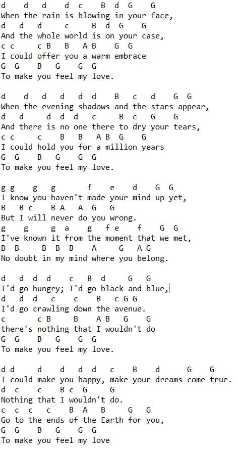 A e g when the evening shadows and the stars appear d dm and there is no one there to dry your tears a b7 i could hold you for a million years d a to make you feel my love. Make You Feel My Love Mandolin And Banjo Tab - Tenor Banjo Tabs