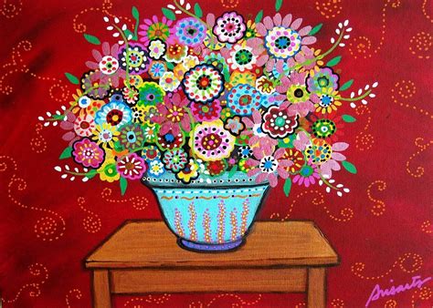 Maybe you would like to learn more about one of these? Mexican Abstract Folk Art Flowers Blooms Painting PRINT