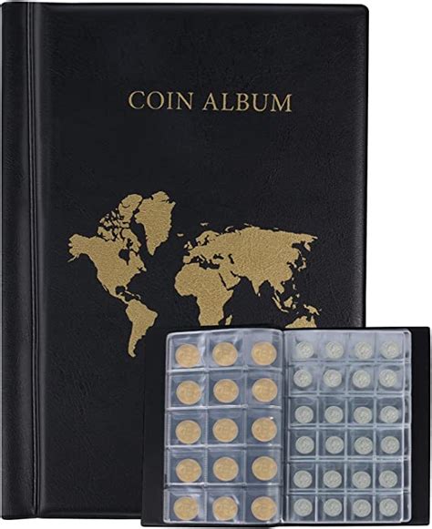 300 Pockets 14 Pages Coin Album Coin Collection Book With Leather