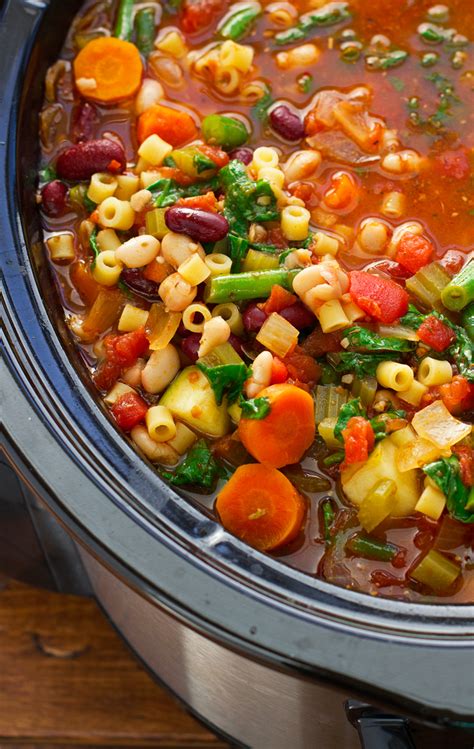 Homemade Minestrone Soup Slow Cooker Recipe Little